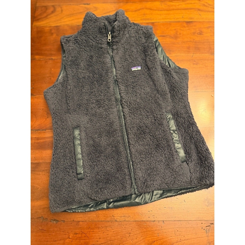 Patagonia Women's S/M Dark‎ Gray Los Gatos Vest Fuzzy Fleece Reversible